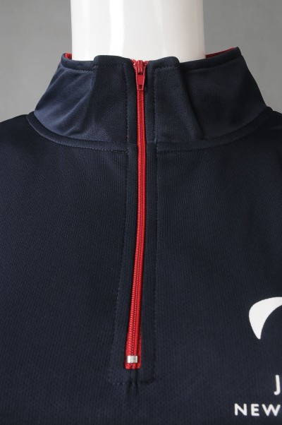 W213   Design contrast color half chest zipper long sleeve enterprise collar contrast color flat machine women's racing training suit detail view-4